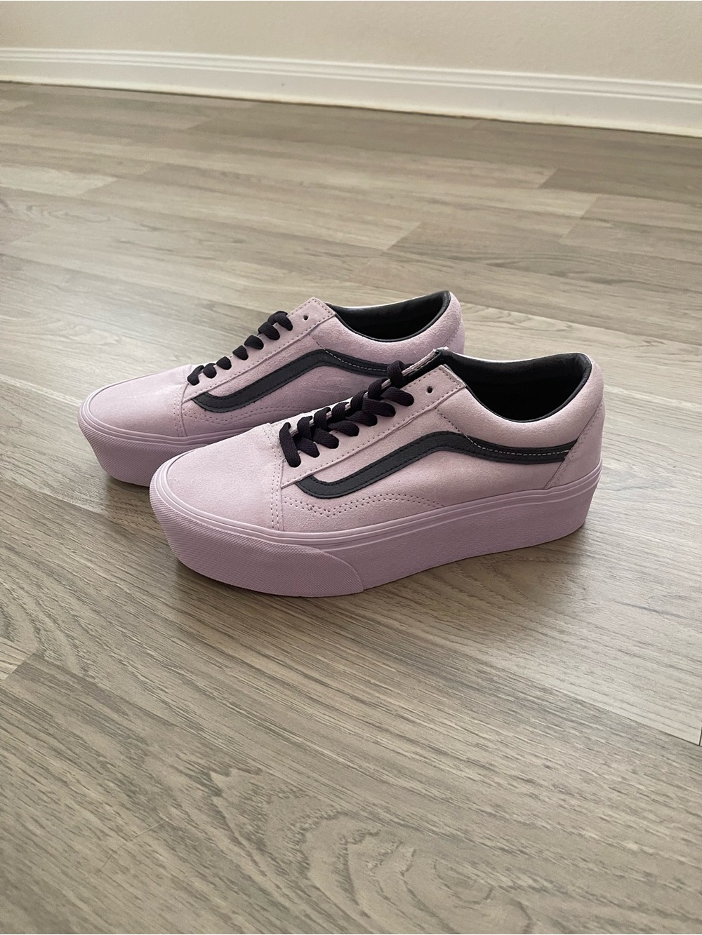 Vans Old Skool Stackform Suede Lavendar Lilac Chunky Platform Skate Sneakers - Picture 5 of 6